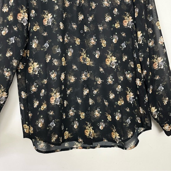 The Kooples Ditsy Floral Button Down Blouse Sheer - Picture 4 of 10